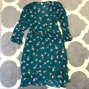 🔴 Old Navy Green Floral Midi Dress Long Sleeve
